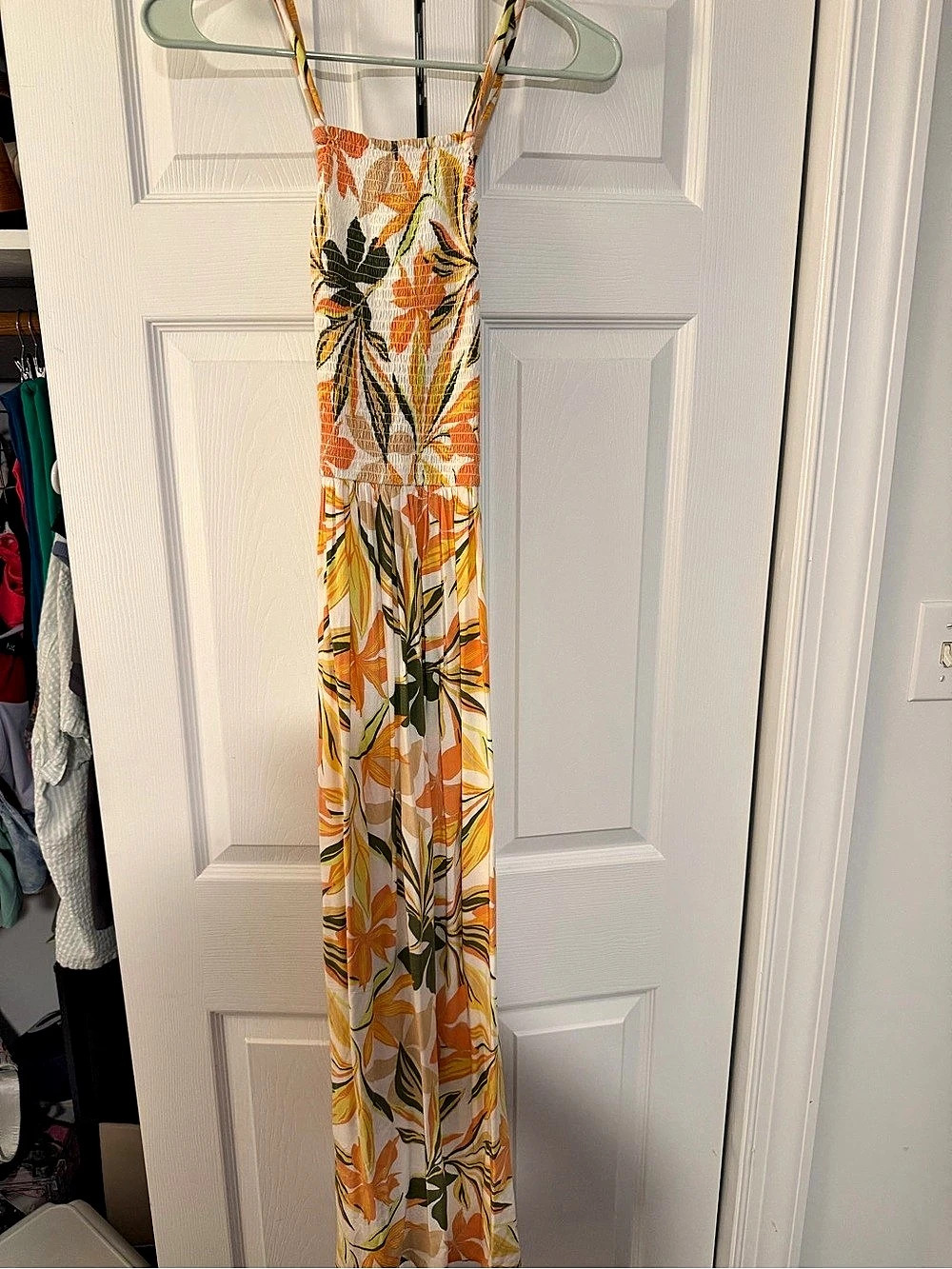 Roxy Floral Maxi Dress in Orange & Green